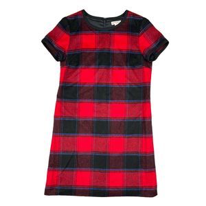 Brooks Brothers Dress Women's Size 8 Red Fleece Tartan Plaid Sheath Wool Blend